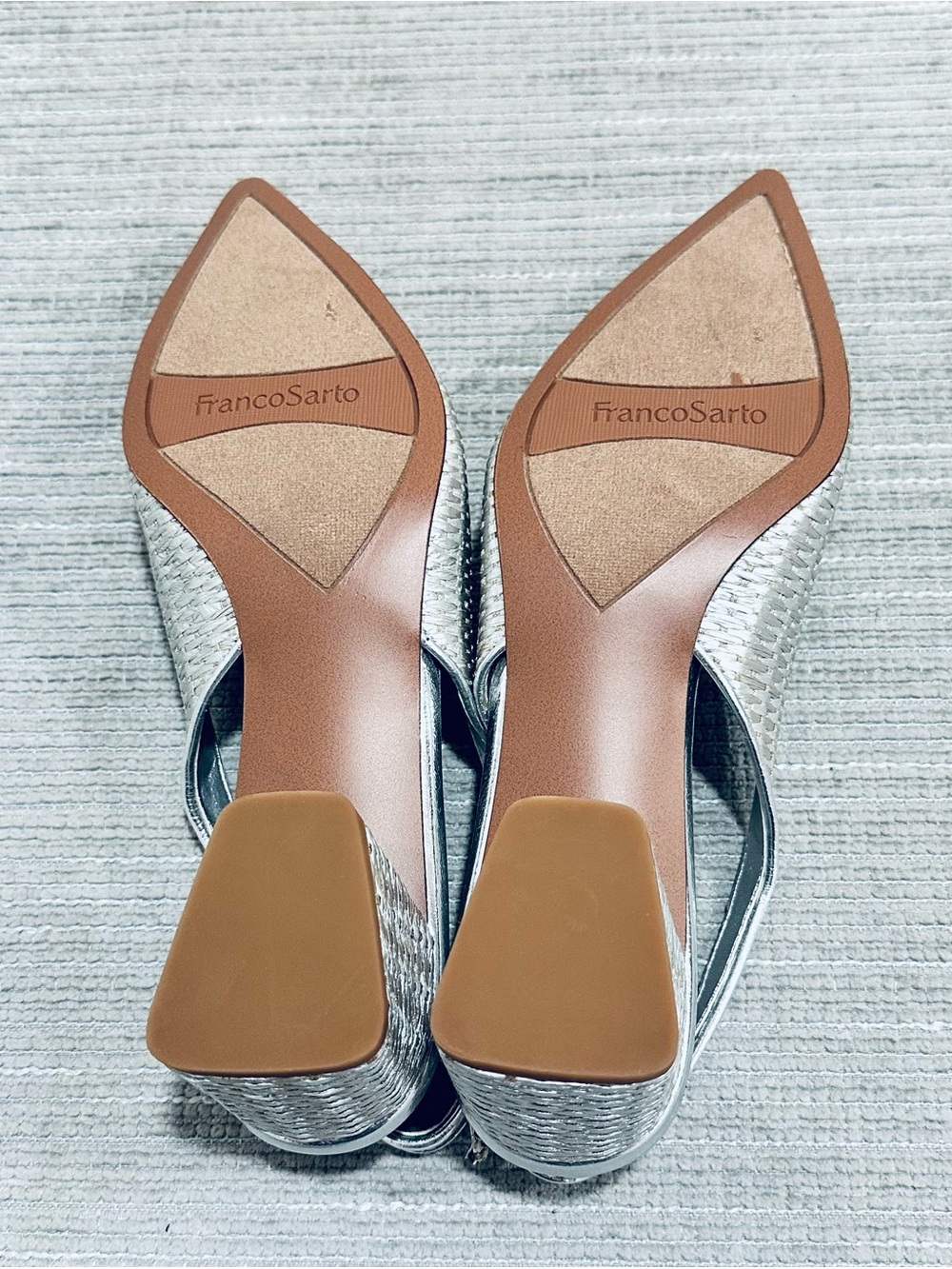 Franco Sarto Racer Rhinestone Slingback Silver Pumps Heels Size 9,5 M NWOT - Picture 9 of 10